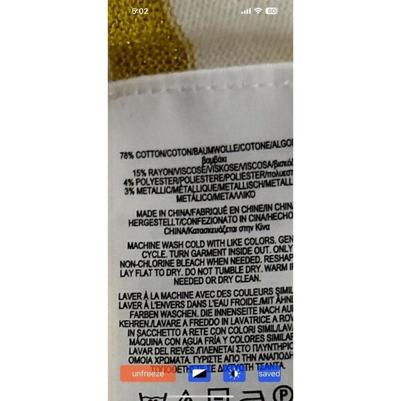 Brooks Brothers Cotton Crewneck White Gold Green Stripes Long Sleeve Size XSmall - Picture 9 of 10